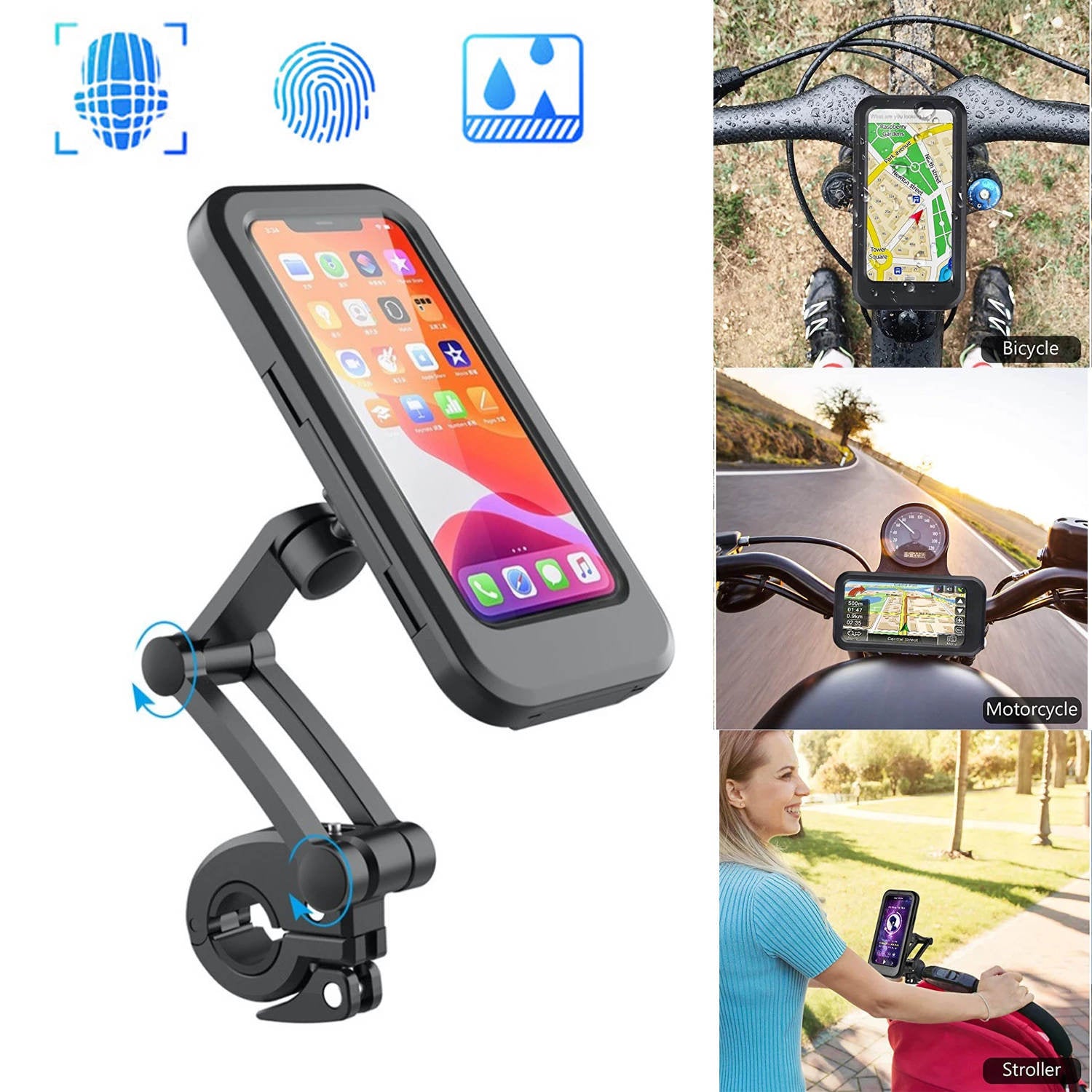 Waterproof 360° Bike Phone Mount – Fits All Smartphones